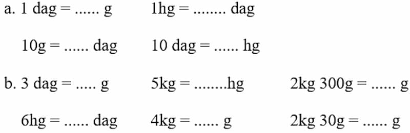 Các dạng bài tập về đơn vị đo khối lượng 